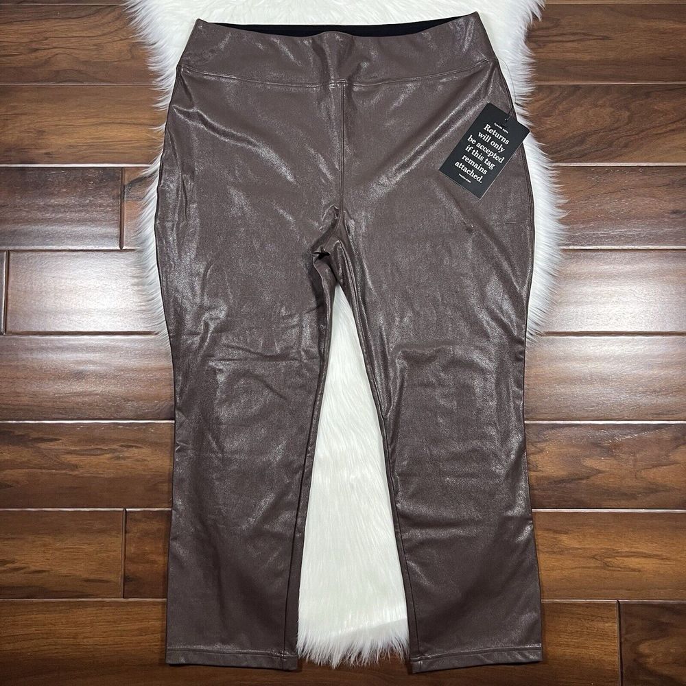 Tuckernuck Women's Size XXL Brown Faux Leather Cropped Leggings Pants